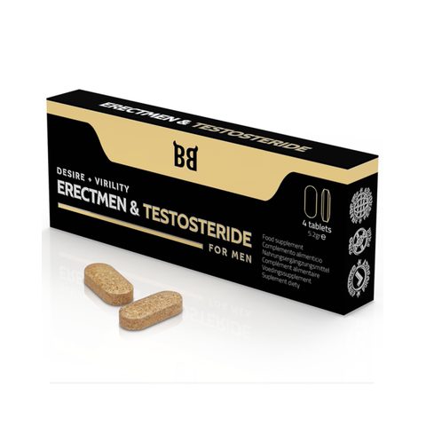 Black Bull - Erectmen & Testosteride Potencia y Testosterona para Hombre 4 Cápsulas